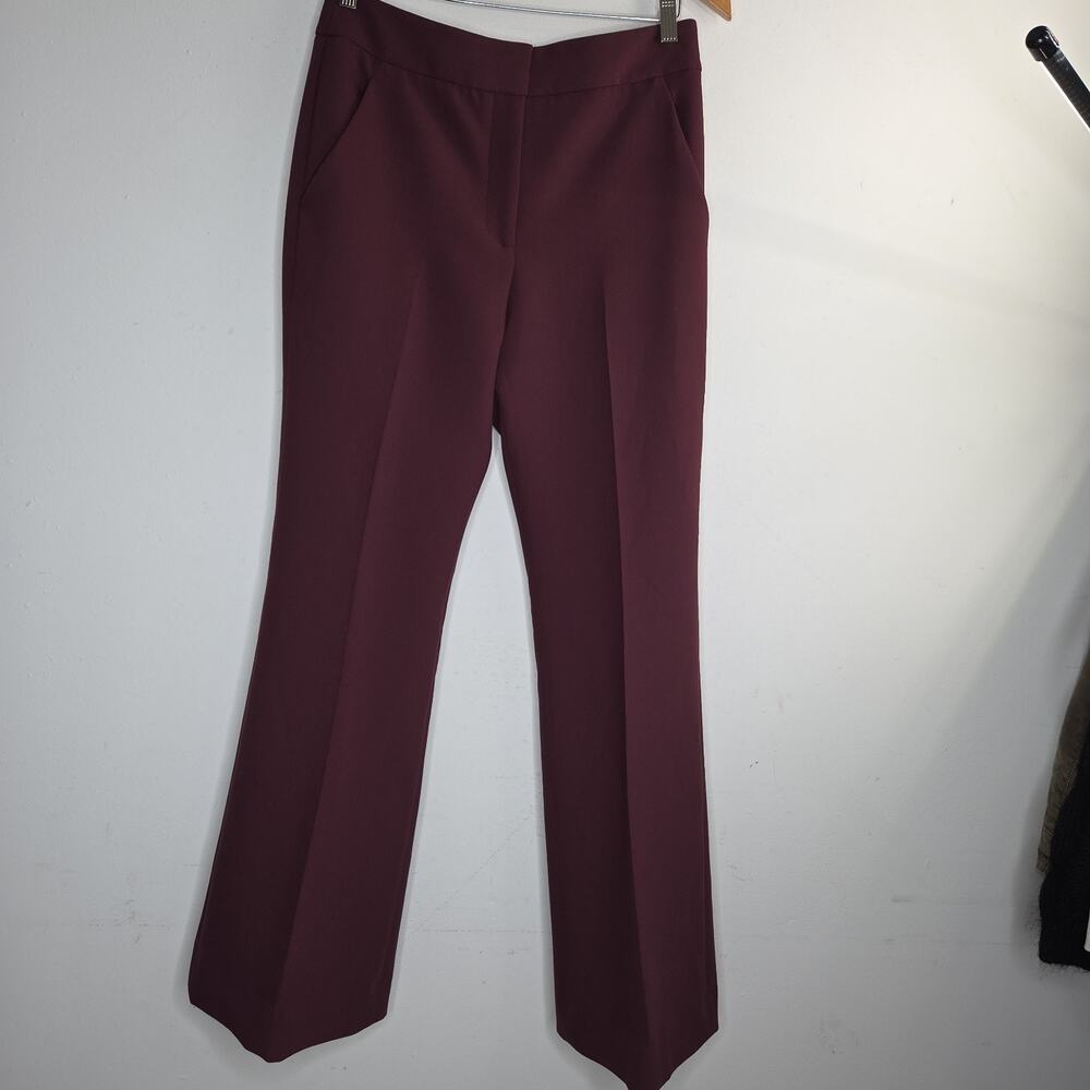 Veronica Beard Dress Pants Womens 8 Burgundy Merlot Straight Wide Leg Trouser